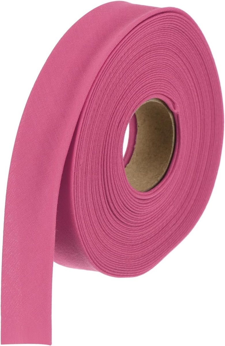 Dubbelzijdig biasband, 1,9 cm, polyester, op doorlopende rol, voor naaien, kant-en-klare naden, randen, handwerk, rood (9,1 m)