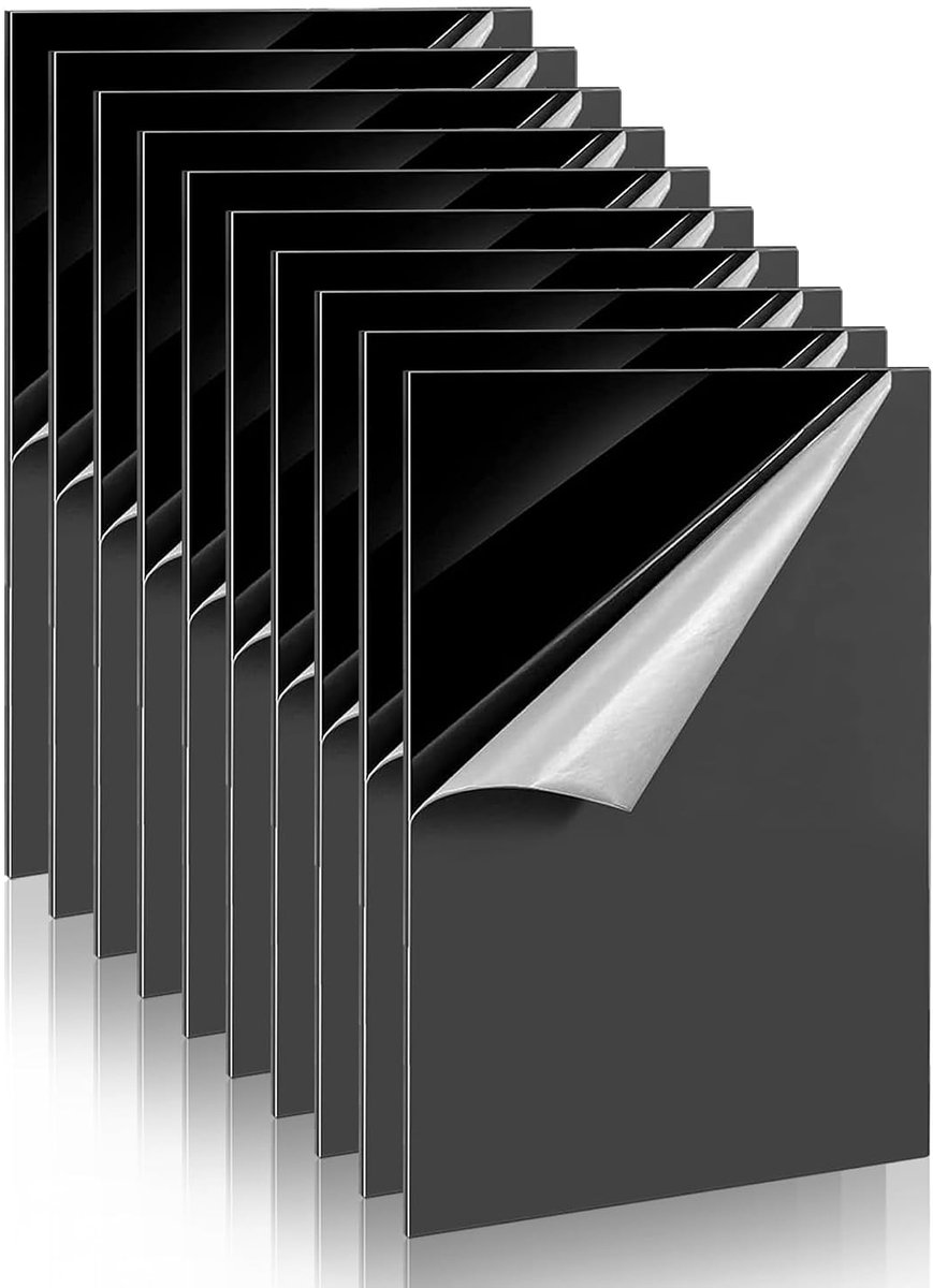10 stuks zwarte acrylglas kunststof platen (10 x 15 cm), 1 mm acrylplaten, acrylplaat, acrylglasplaat voor projecttentoonstelling, schilderen, tafelstandaard