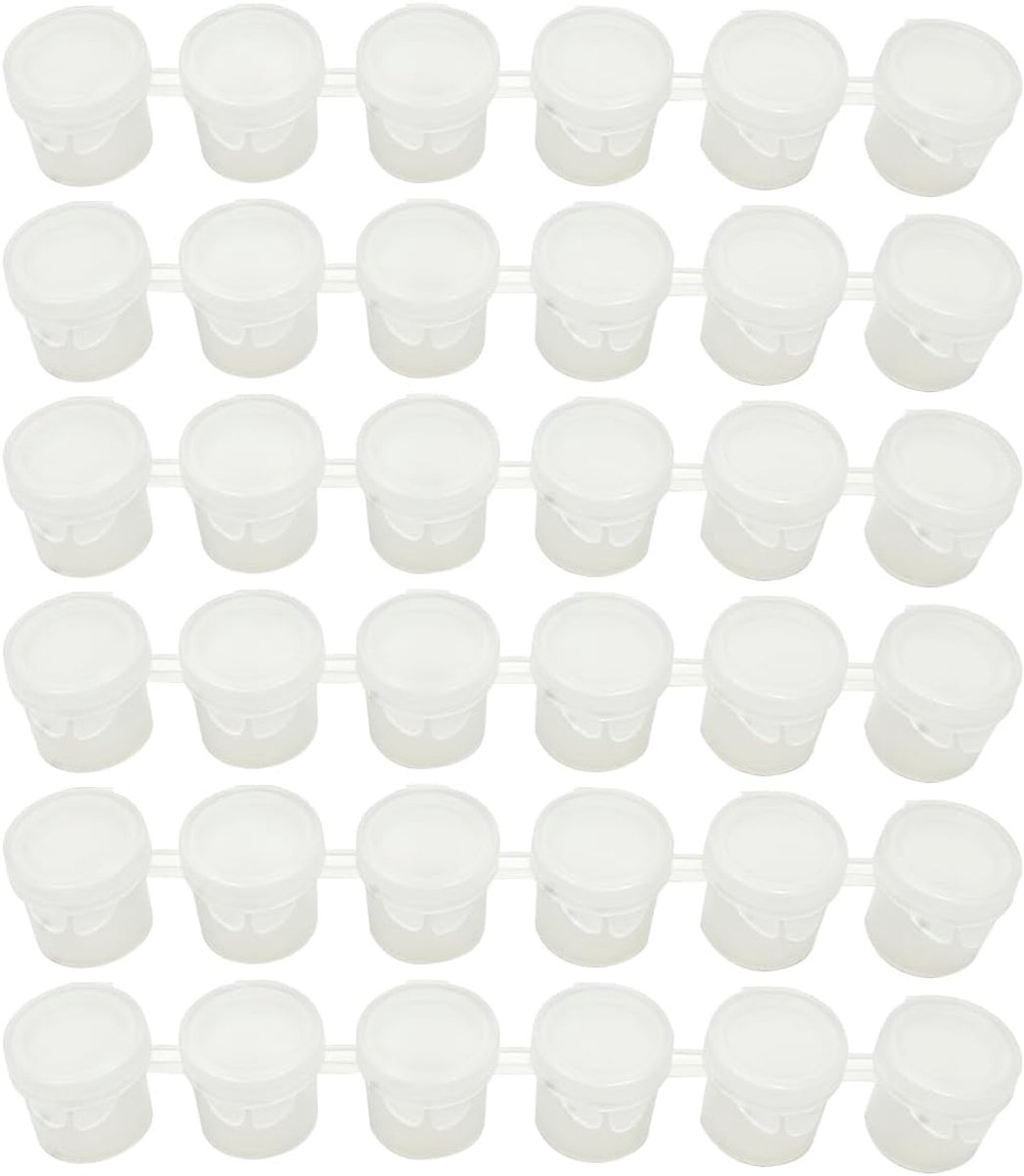 verfpotjes, lege kleurstrepen, mini 5 ml kopjes, gekleurde strepen, deksel potten, 5 stuks voor schoolgebruik