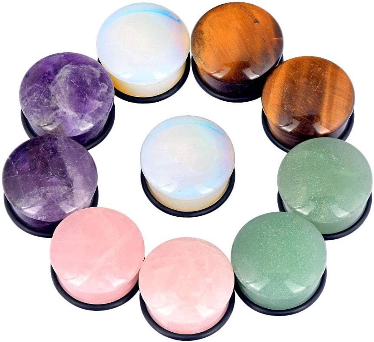 5 paar gemengde oorpiercings met O-ring single flared oortunnels expander piercing stretcher voor uitgerekt oorgaatje
