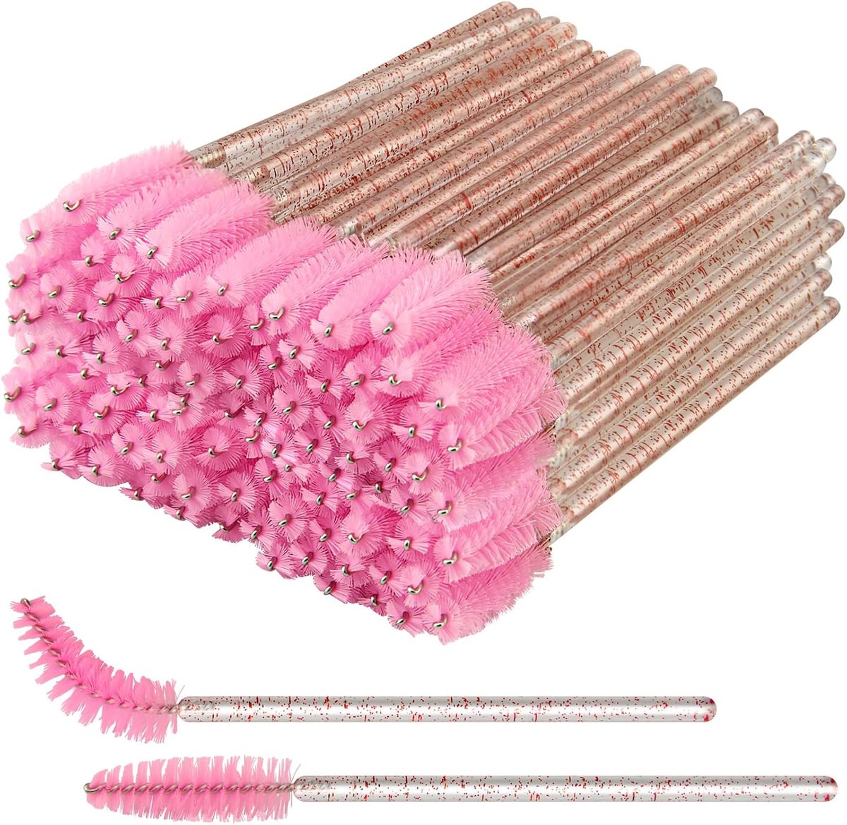300 stuks wenkbrauwborstels, wimperborstel spoolies, wegwerp mascara toverstokken, roze cosmetische make-up tools voor wenkbrauwwimpers haar