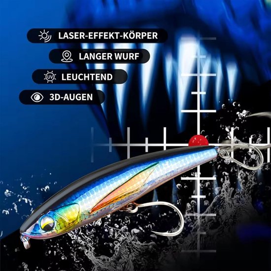 Visaas, 12 cm, 50 g, potlood, zinkend, rubberen vis, pilker, wobbler voor zeevissen, branding, snoek en roofvis — afbeelding 4