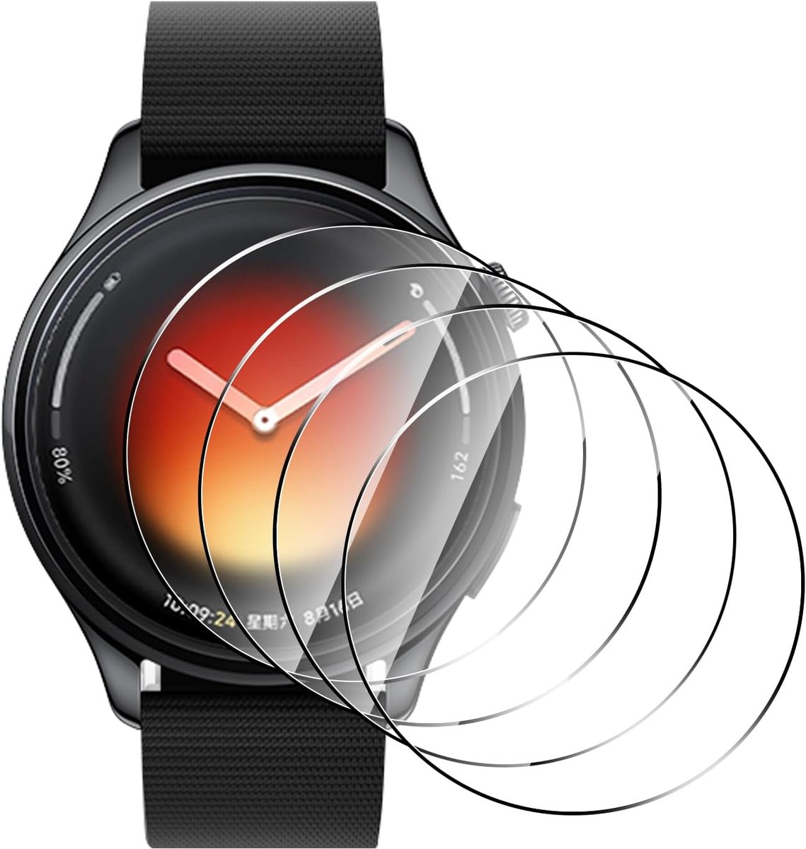 Beschermfolie voor Xiaomi Watch 5, pantserglas, compatibel met Xiaomi Watch 5, premium glasfolie met hardheid 9H, krasbestendig, splinterbestendig, anti-olie, anti-luchtbellen