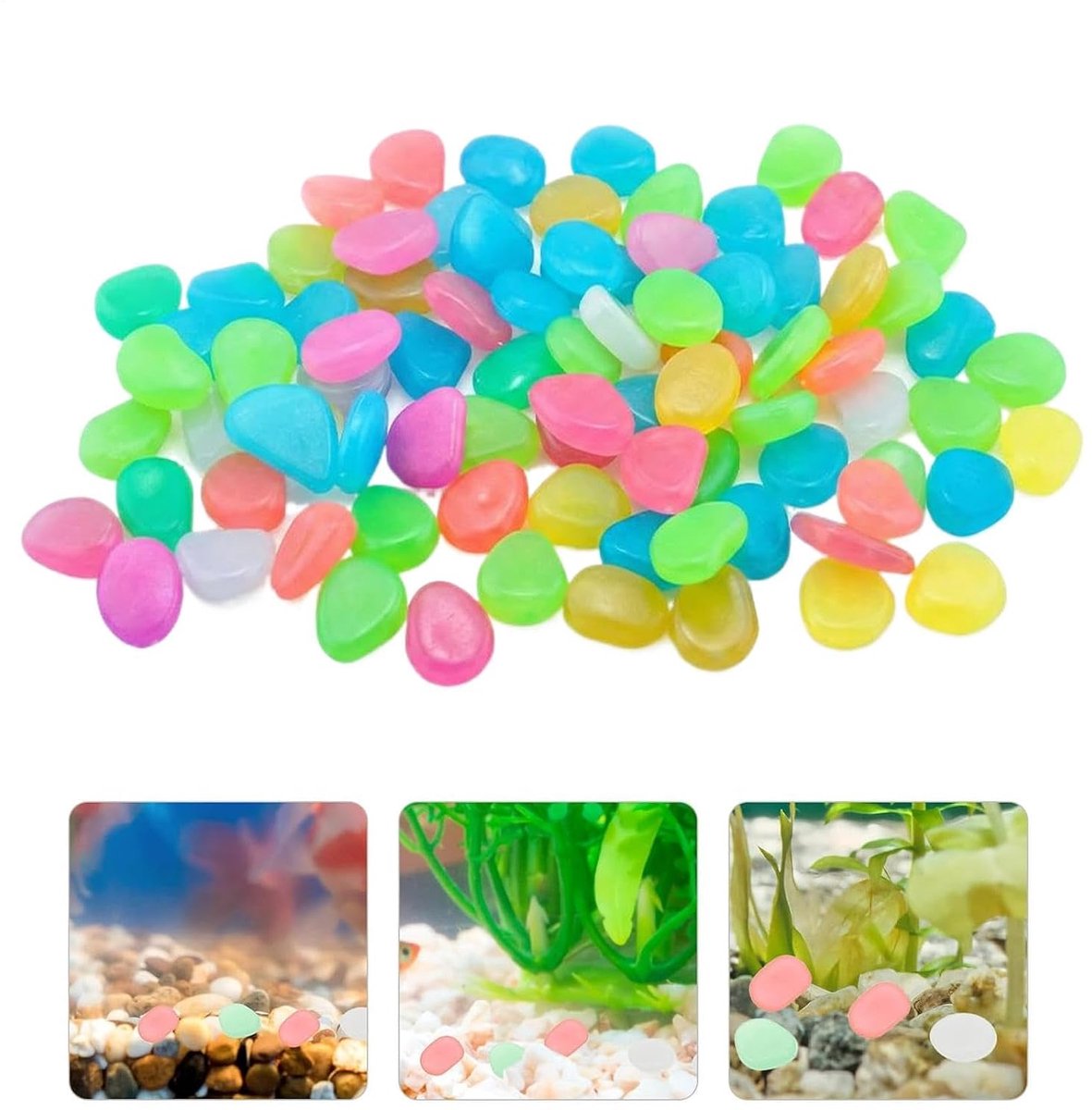 Lichtstenen voor buiten, oplichtende en luminescerende kunstharskiezels, aquariumstenen, voor trottoirs, binnenplaats, tuinpad, huis, vijver, zwembad en aquarium