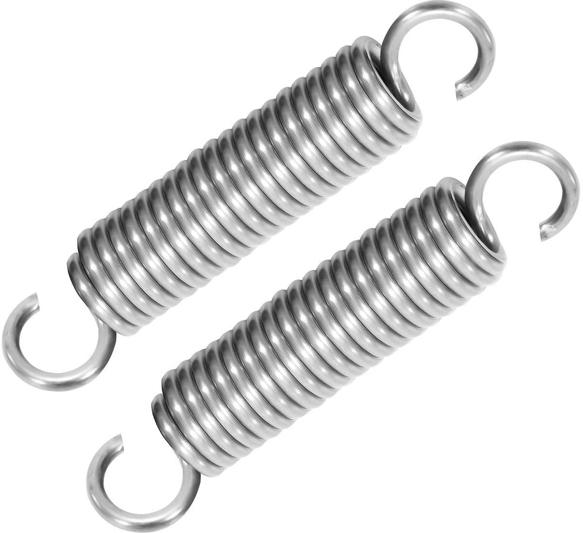 Trekveren met haken, roestvrij staal, trekveer, spanveer, 90 mm, buitendiameter 18 mm, draaddiameter 2,9 mm, maximale trekkracht 24 kg, 2,9 x 18 x 90 mm, 2 stuks
