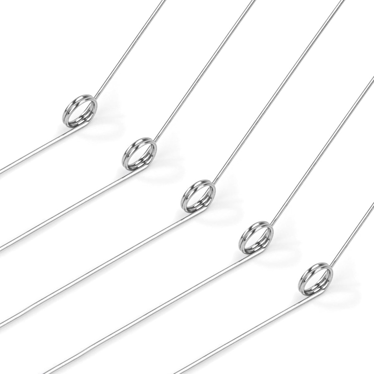 Torsieveren van roestvrij staal, draaddiameter 0,4 mm, binnendiameter 3 mm, armlengte 30 mm, hoek 135°, 2 omwentelingen linkse rotatie, 0,4 x 3 x 30 mm