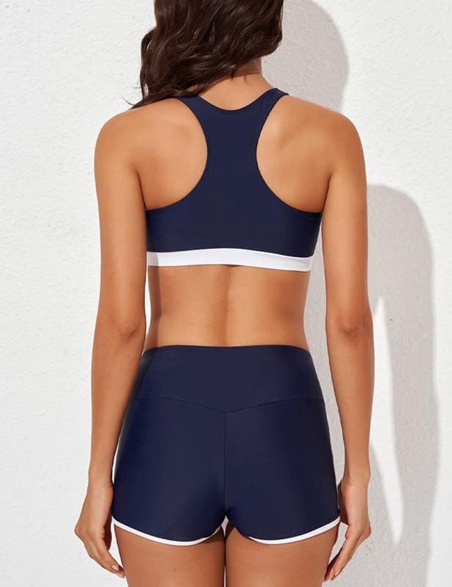 3-delig tankini-badpak voor dames, atletische badpakken, bescheiden tanktop met sportbeha