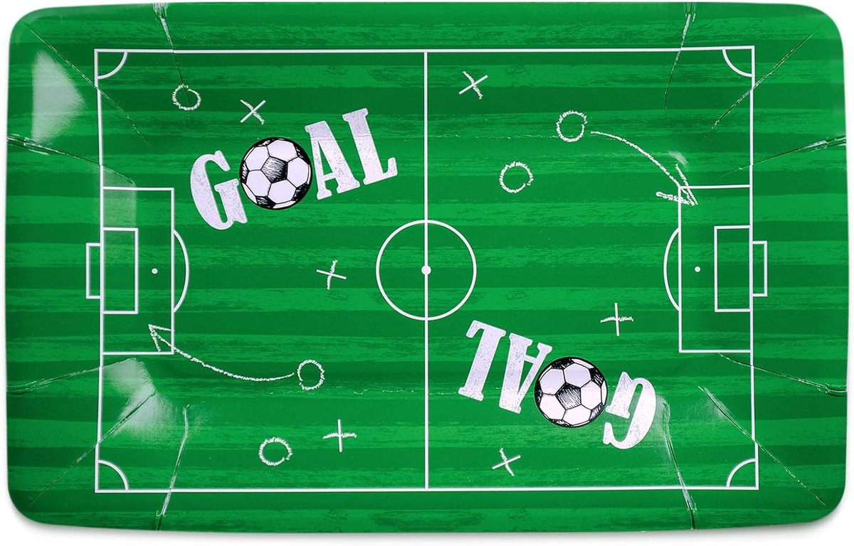30 rechthoekige papieren borden voetbal 23 x 14 cm kleine papieren borden set voor voetbalfeest, kinderverjaardag, terug naar school, afstuderen