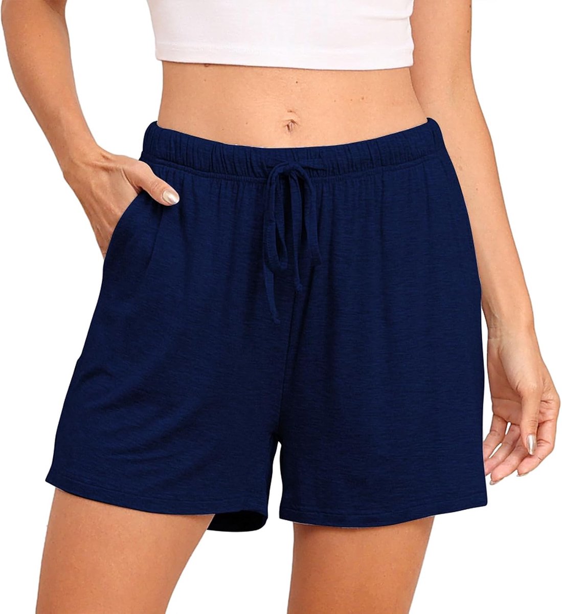 Vrouwen Plaid Katoen Slapen Pajama Shorts Lounge Pocket Koord Bottoms