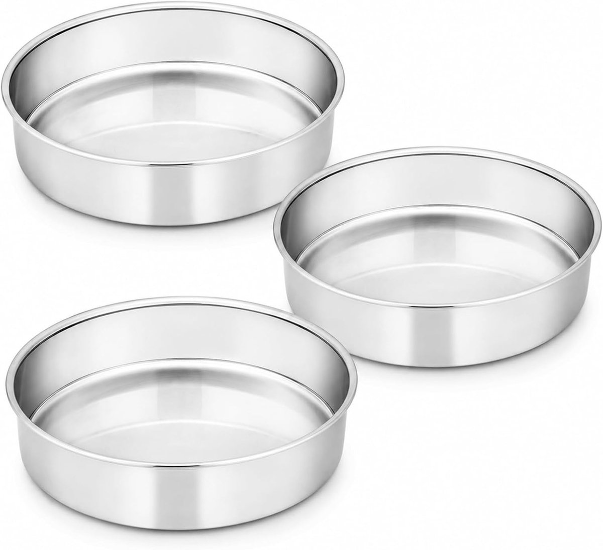 Ronde bakvormen, 20 cm, roestvrij staal, ronde taartvorm, bakvormen, gemakkelijk te reinigen en vaatwasmachinebestendig, gezond en niet giftig, voor bruiloft, Kerstmis, verjaardag