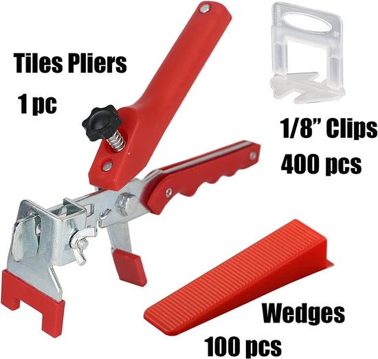 Tegelnivelleringssysteem, 3 mm, voegbreedte, tegels, leghulp, nivelleringssysteem, 400 treklussen, 100 wiggen en tang voor voeghoogte 3-12 mm (3 mm) — afbeelding 5