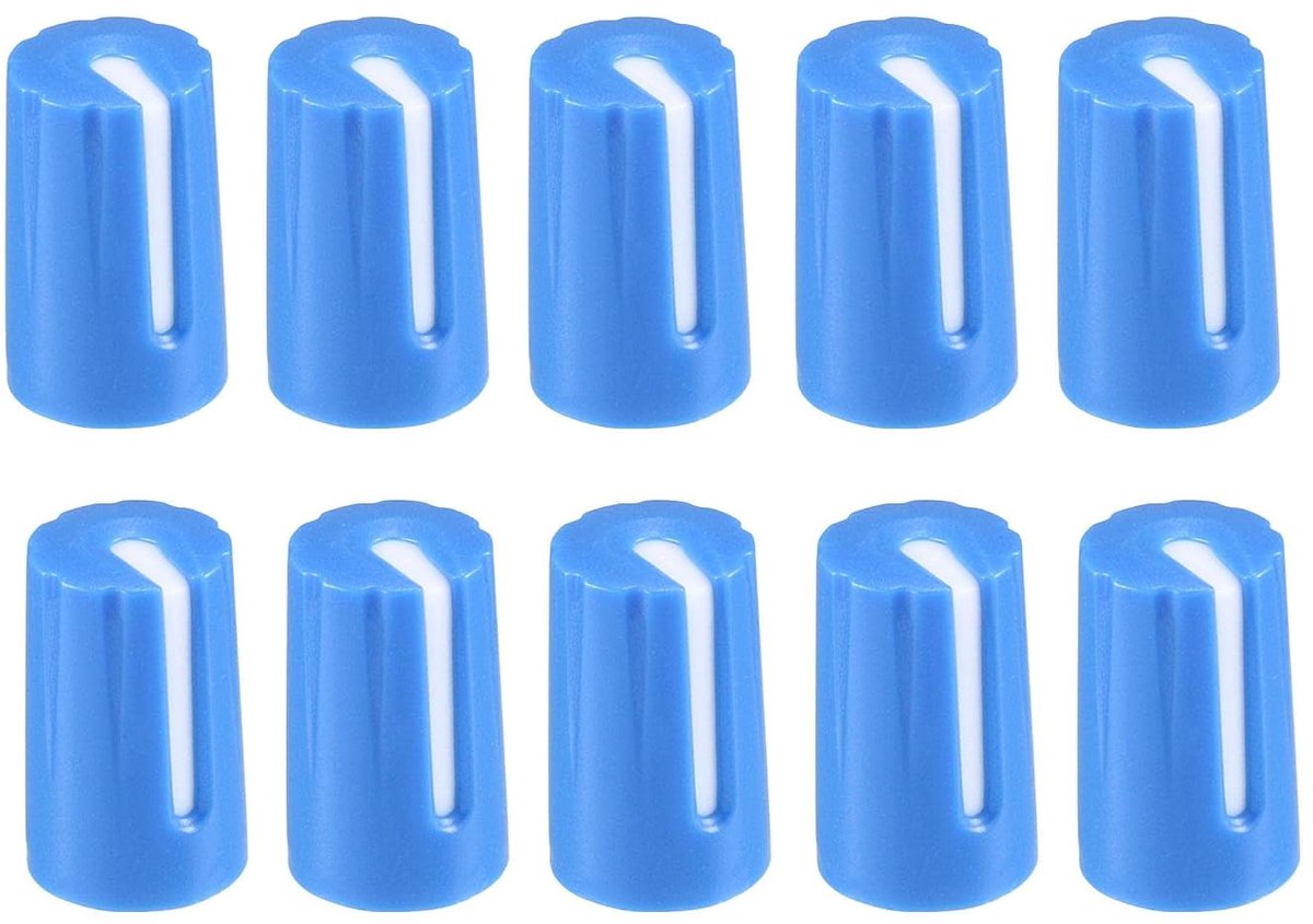 Sourcing map 10 stuks. D type potentiometer regelaar knoppen voor volume toonknop 6 mm blauw wit