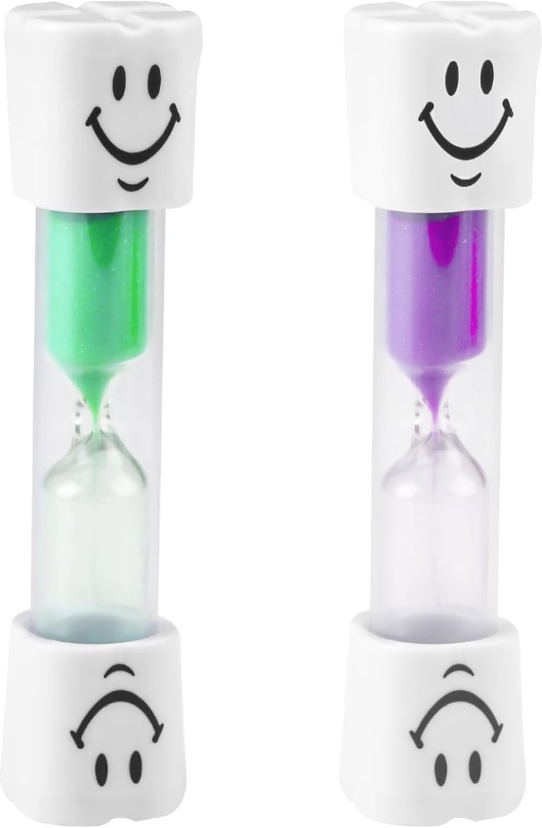 2 x zandloper, timer voor 3 minuten, zandloper, timer voor poetsen, zandlopers voor kinderen, borsteltimer, tijdbeheer, countdown