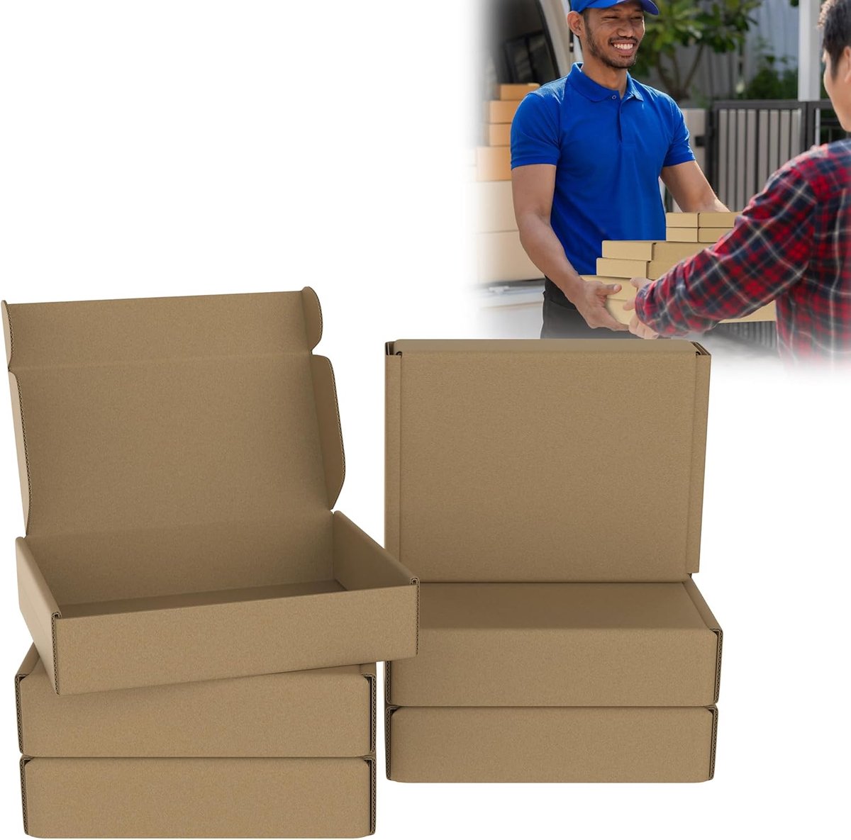 Verzenddozen, platte kartonnen doos, opvouwbaar, geschenkdoos, goederenzending, postdozen, 320 x 220 x 50 mm