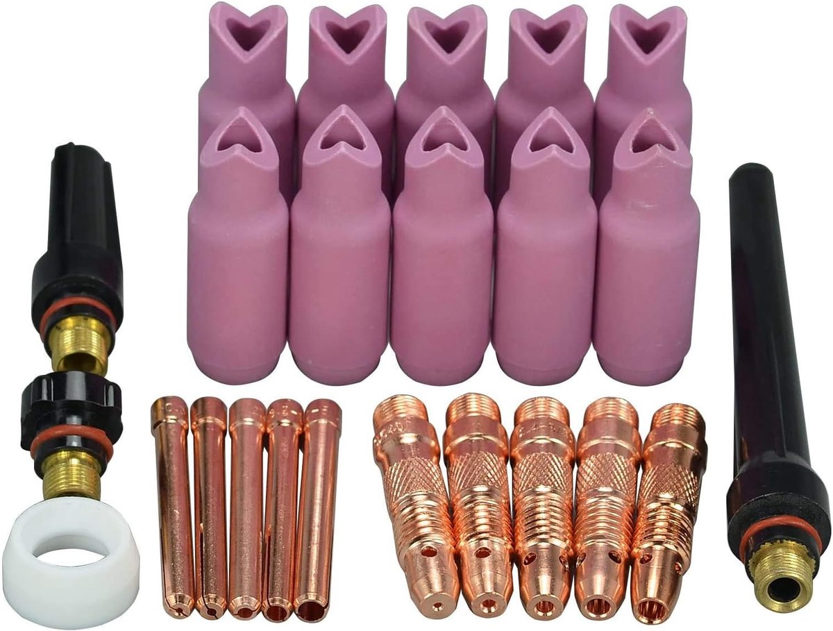 TIG lasdoppen 90° - keramische nozzles en collets - veelzijdige set voor TIG lassen - ShopVlot