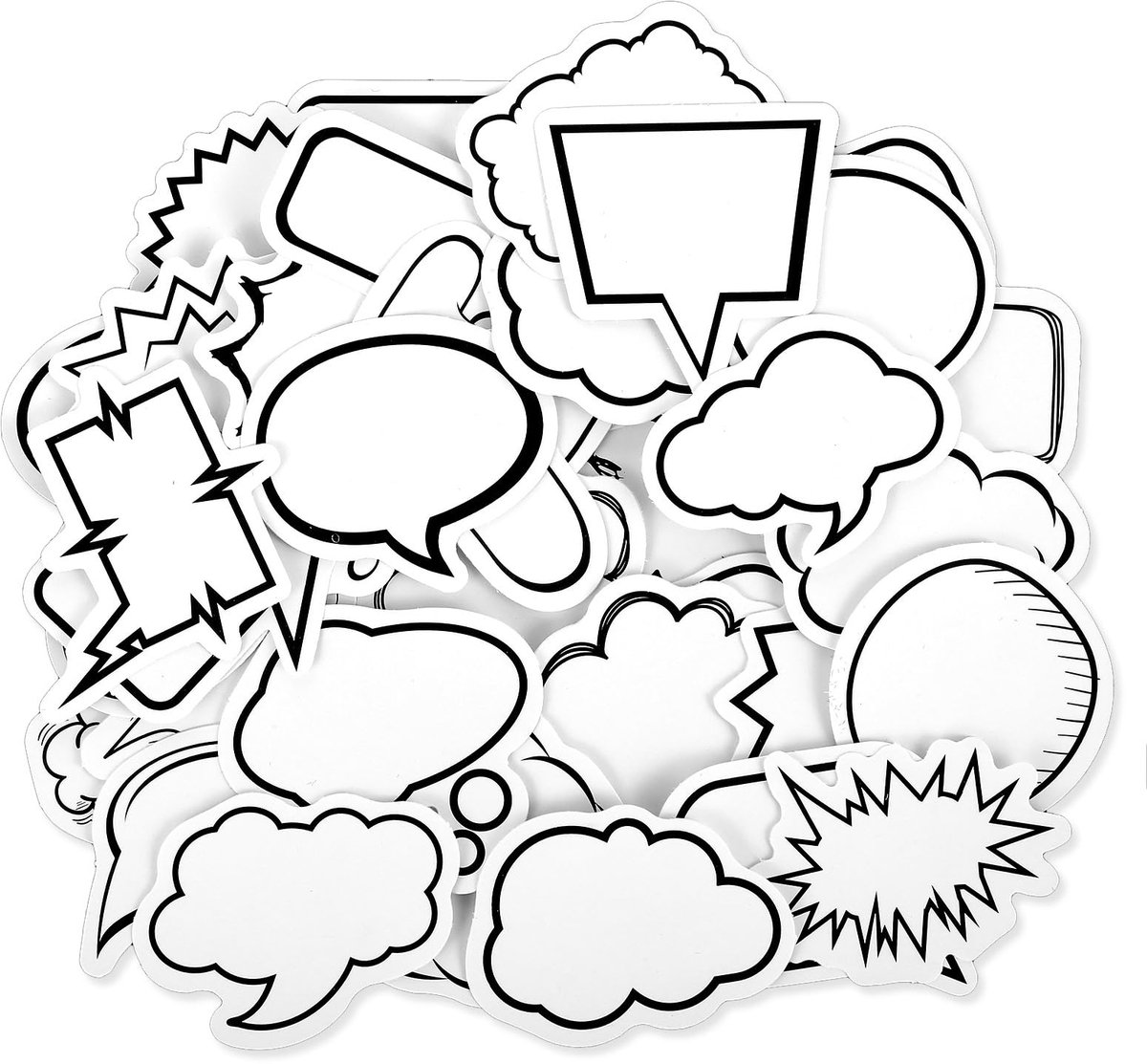Stripstickers 180 stuks - tekstballonnen - zwart-wit - perfect voor fotoalbums - ShopVlot