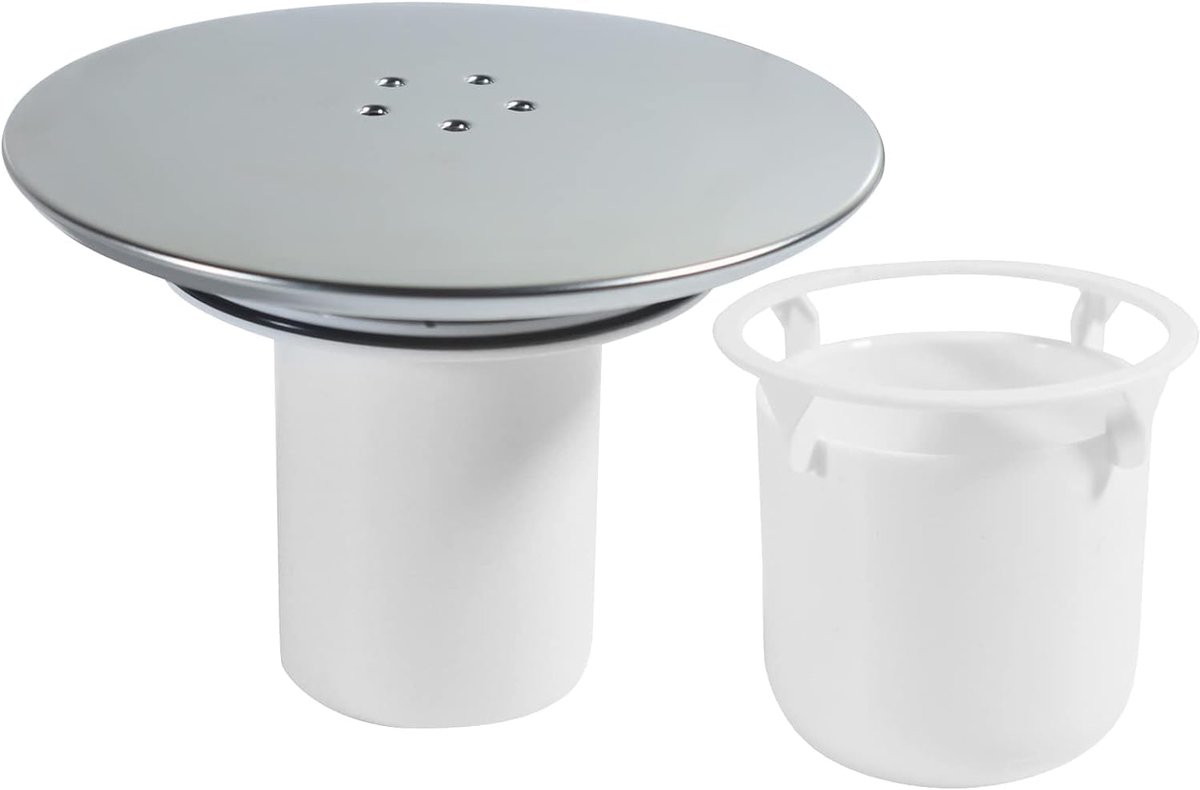 Doucheputdeksel 90 mm/115 mm - Chroom/Wit - Snelle waterafvoer - Voorkomt verstoppingen - ShopVlot