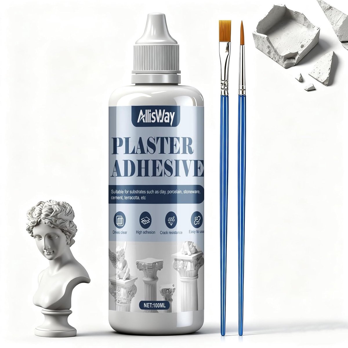Lijm voor gips - 100ml - keramische lijm - extra sterke waterproof hechting - ideaal voor beeldjes - ShopVlot