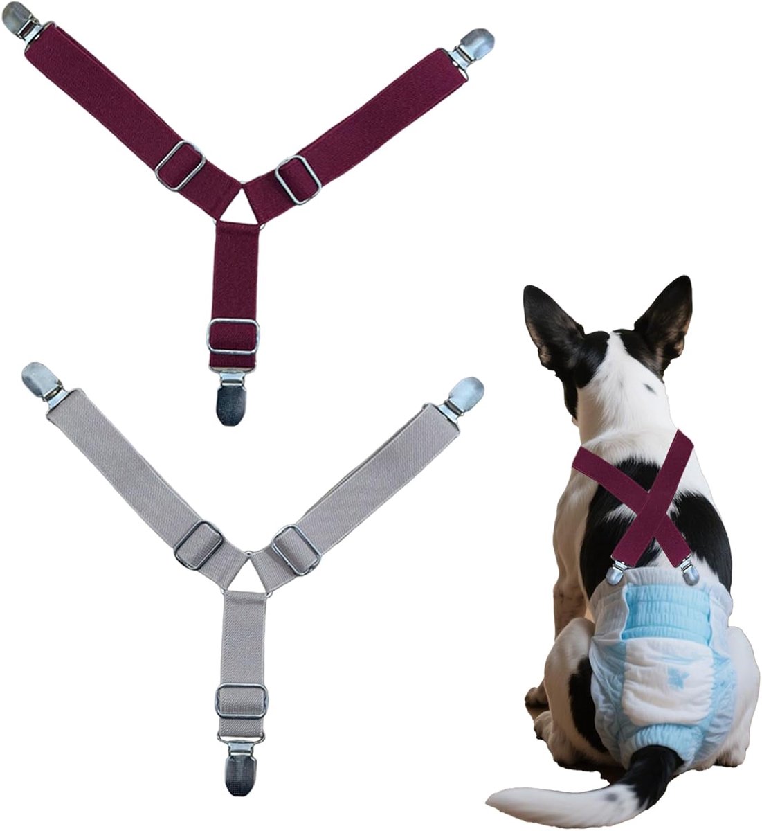 Hondendiareer Suspenders met Buikbanden - Verstelbare Lengte - Comfortabele Bevestiging - Voorkomt Dalen van Luiers - ShopVlot