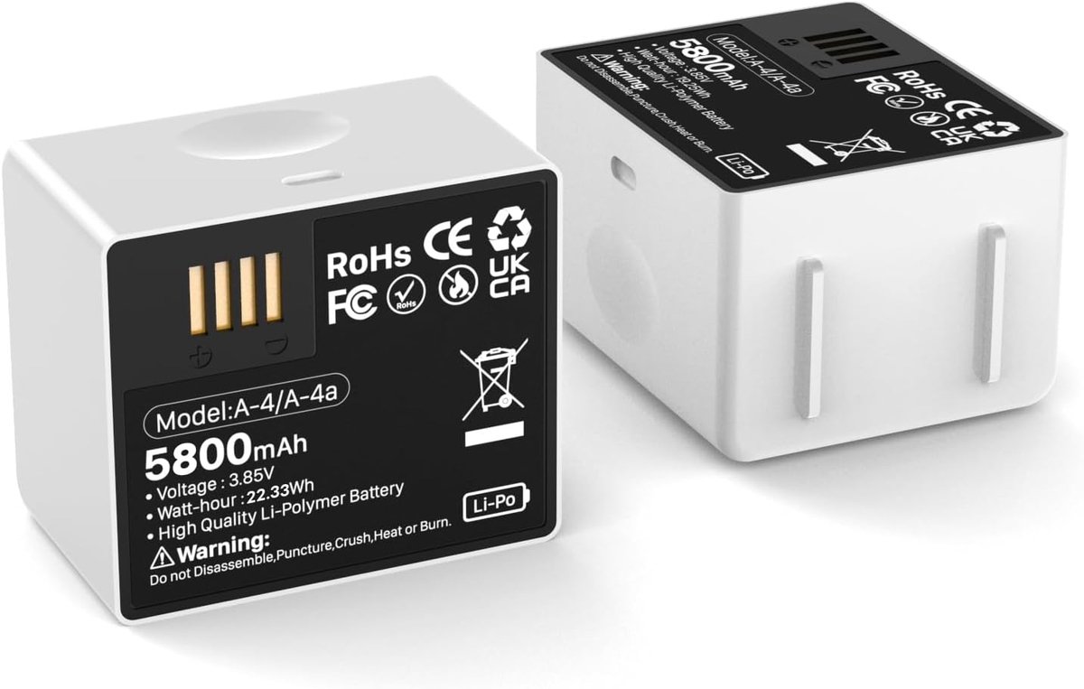 Oplaadbare lithiumbatterij 5800 mAh - 2 stuks voor Arlo Pro 4/5S 2K - hoge capaciteit - langere gebruiksduur - ShopVlot