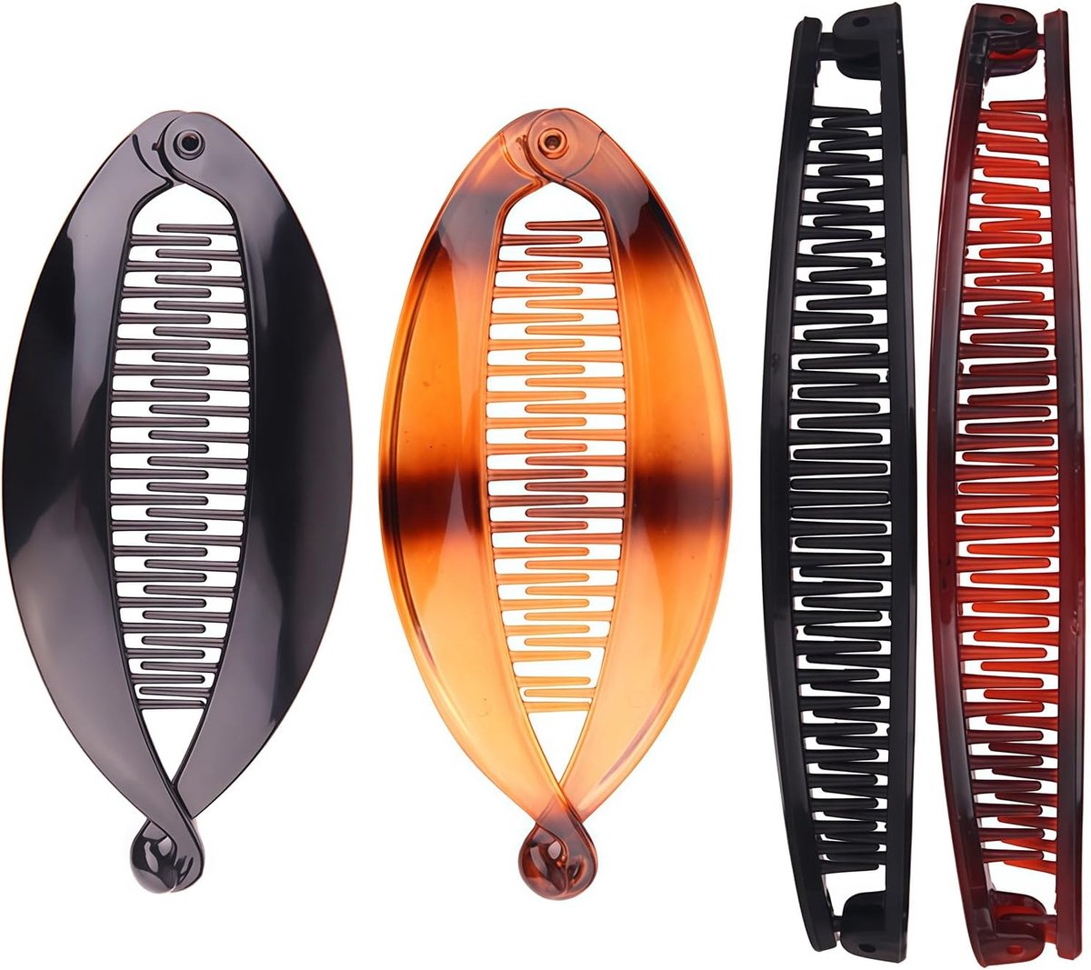Haarclips set - 4-delige bananen- en visclips - stijlvol ontwerp - ideaal voor lang haar - ShopVlot