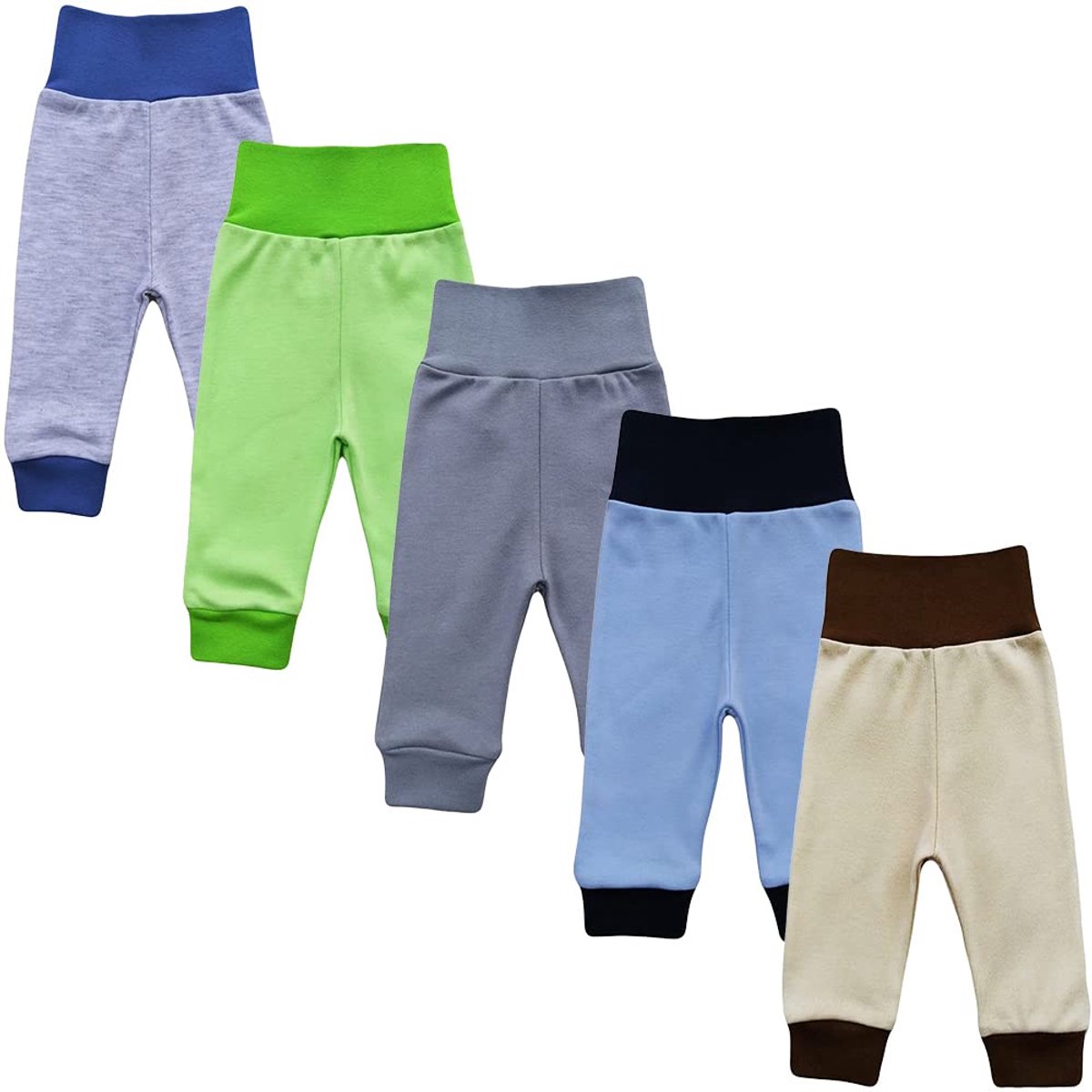 babybroek 5-pack - 100% katoen - uniseks - comfortabele schuifbroek voor dagelijks gebruik - ShopVlot