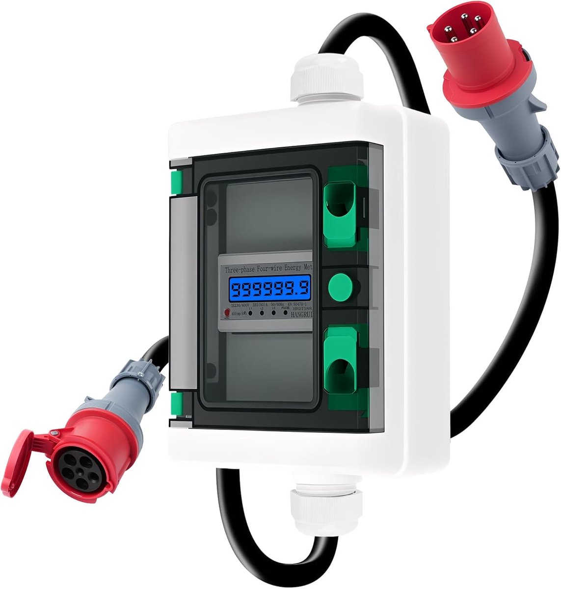 Mobiele digitale stroommeter 3-fase 63A - CEE 5-polige stekker - IP66 waterdicht - real-time energieverbruik - ShopVlot