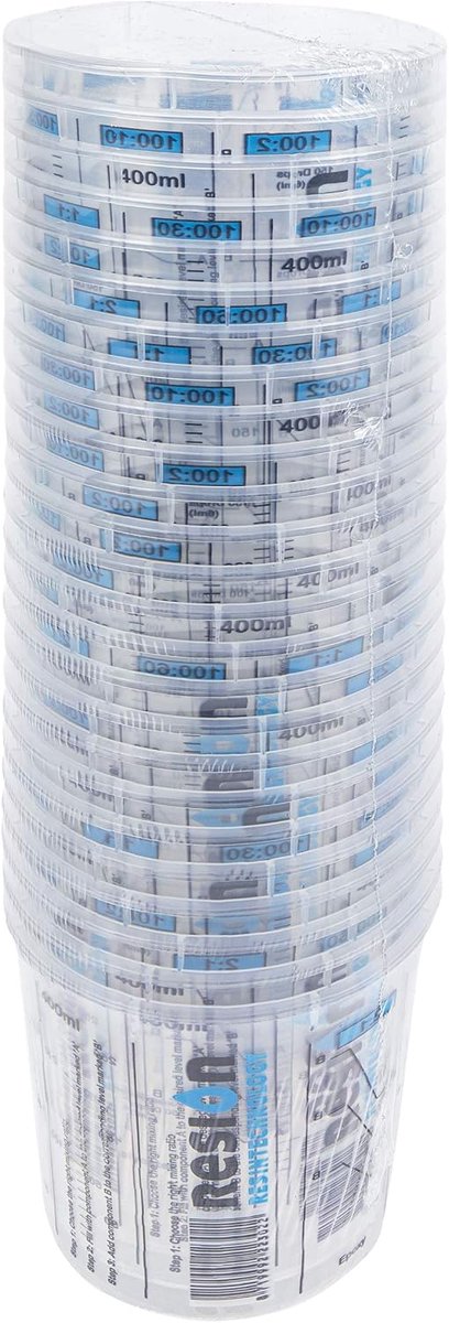 Mengbekers 25 x 400 ml - Flexibel plastic - Helder mengverhouding - Herbruikbaar voor hars - ShopVlot