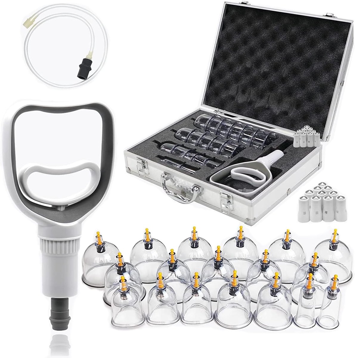 Cupping Therapie Set 18 Stuks - Zuigkoppen met Pomp - Chinese Cupping Therapie - Verlicht Spierspanning - ShopVlot