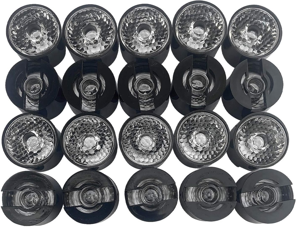 Acryllens 25 graden Φ20mm - Zwart houder - Hoge lichtdoorlatendheid - Perfect voor LED-lampen - ShopVlot