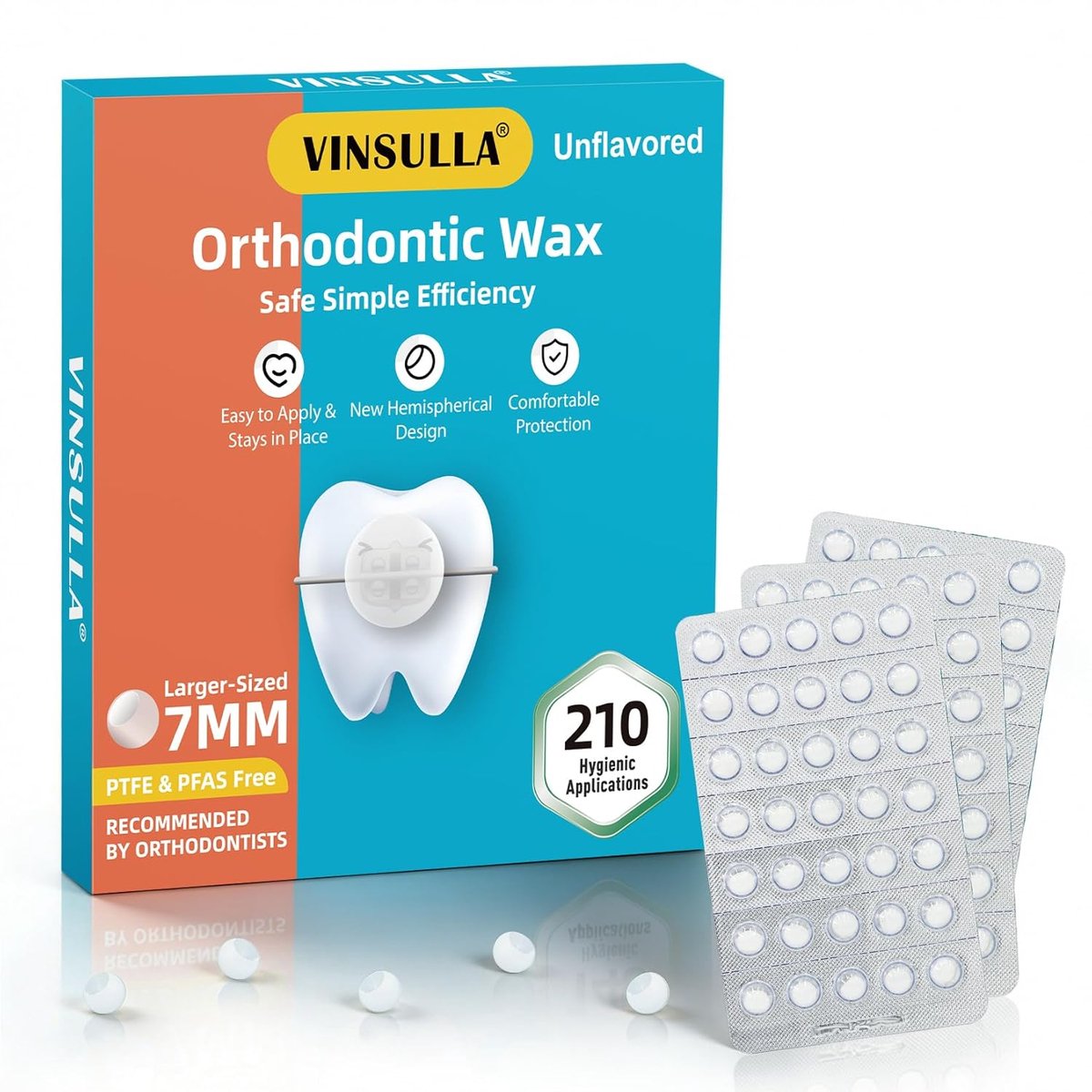 Orthodontische wax voor tandbeugels - 210 stuks individueel verpakte waxbolletjes - pijnverlichting voor beugels - ShopVlot
