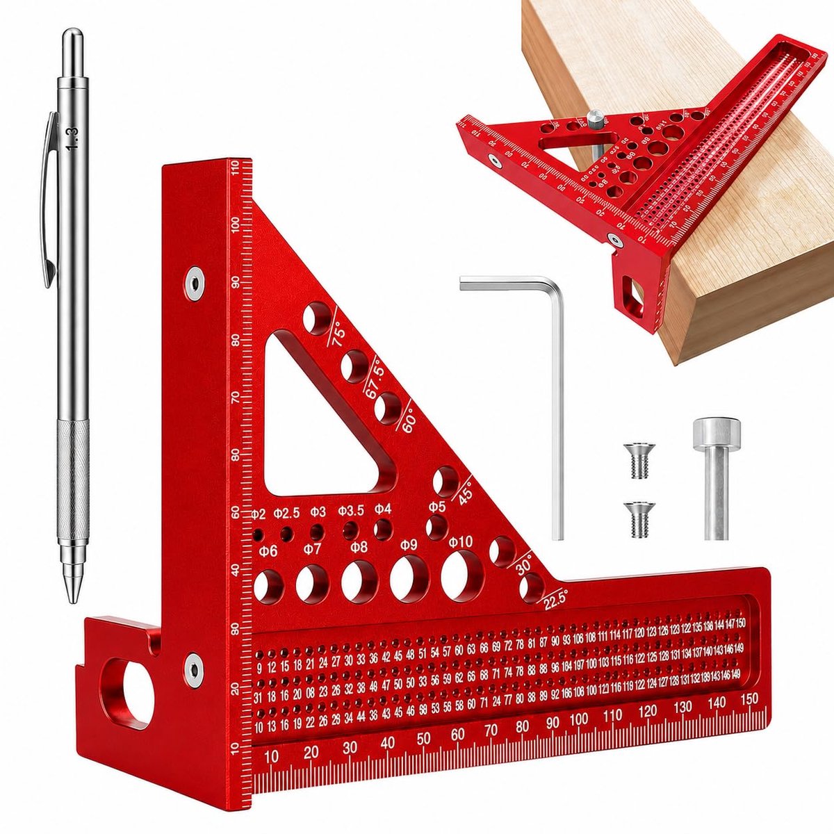 3D-verstekhoek 22,5-90° - aluminiumlegering - multifunctioneel - voor timmerlieden en doe-het-zelvers - ShopVlot