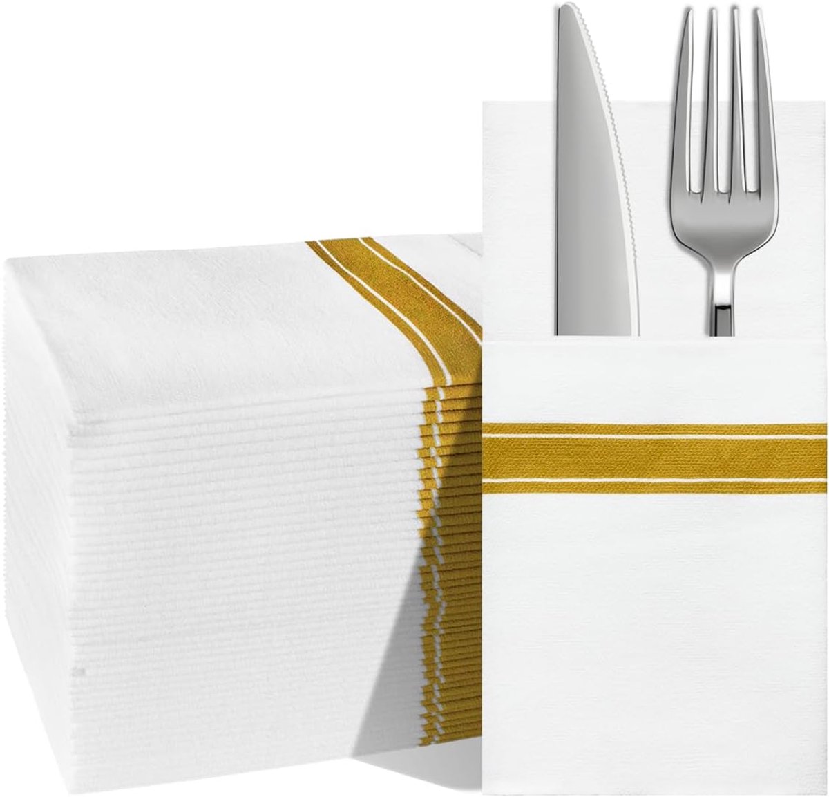 Papieren servetten 100 stuks - Linnen uitstraling - Voor bestek in te stoppen - Perfect voor feesten - ShopVlot