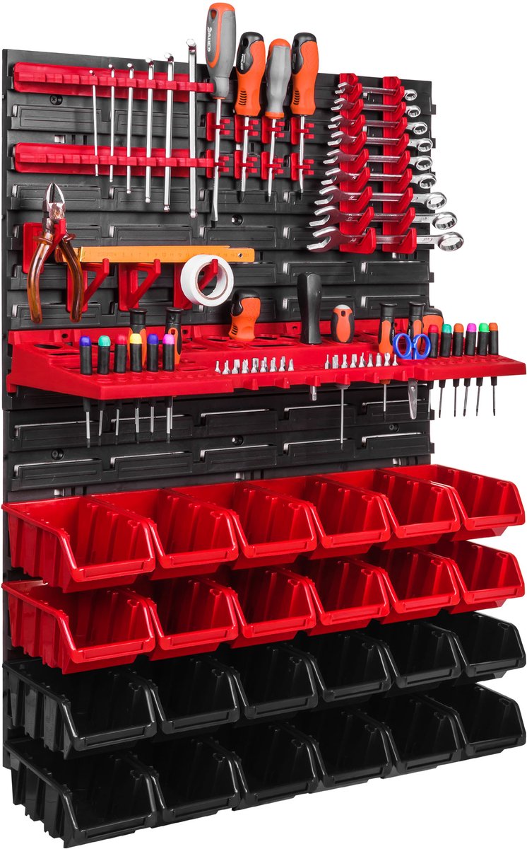 Gereedschapsbord 58x78cm met 20 Bakjes & Haken - Werkplaats Organizer