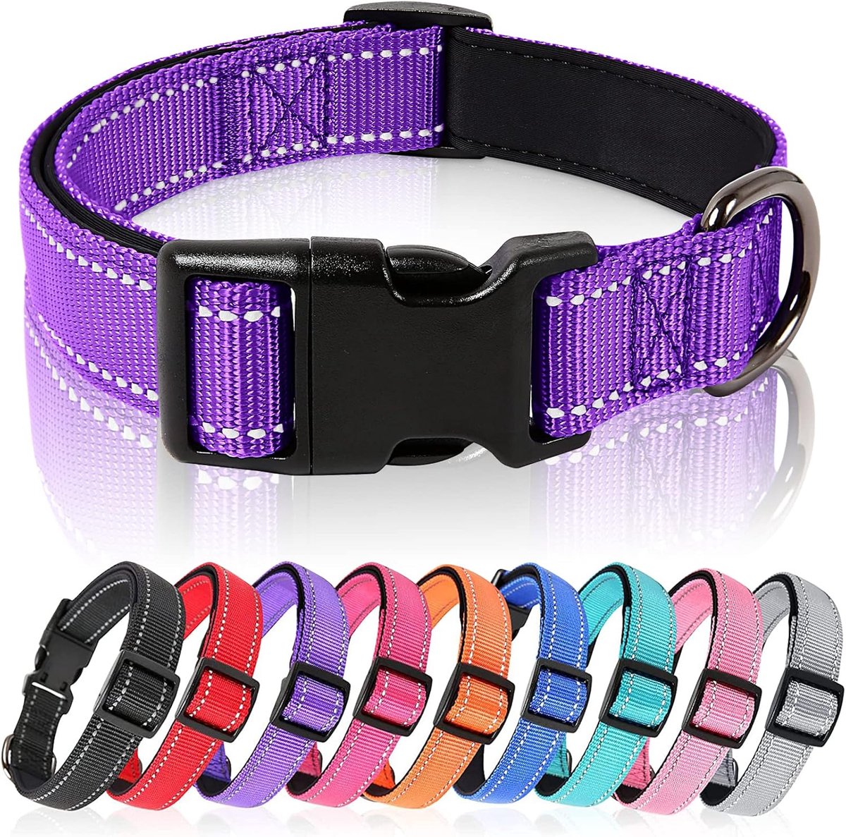 Hondenhalsband L - Reflecterende, Gevoerde Neopreen Nylon - Ademend en Verstelbaar - Ideaal voor elke wandeling - ShopVlot