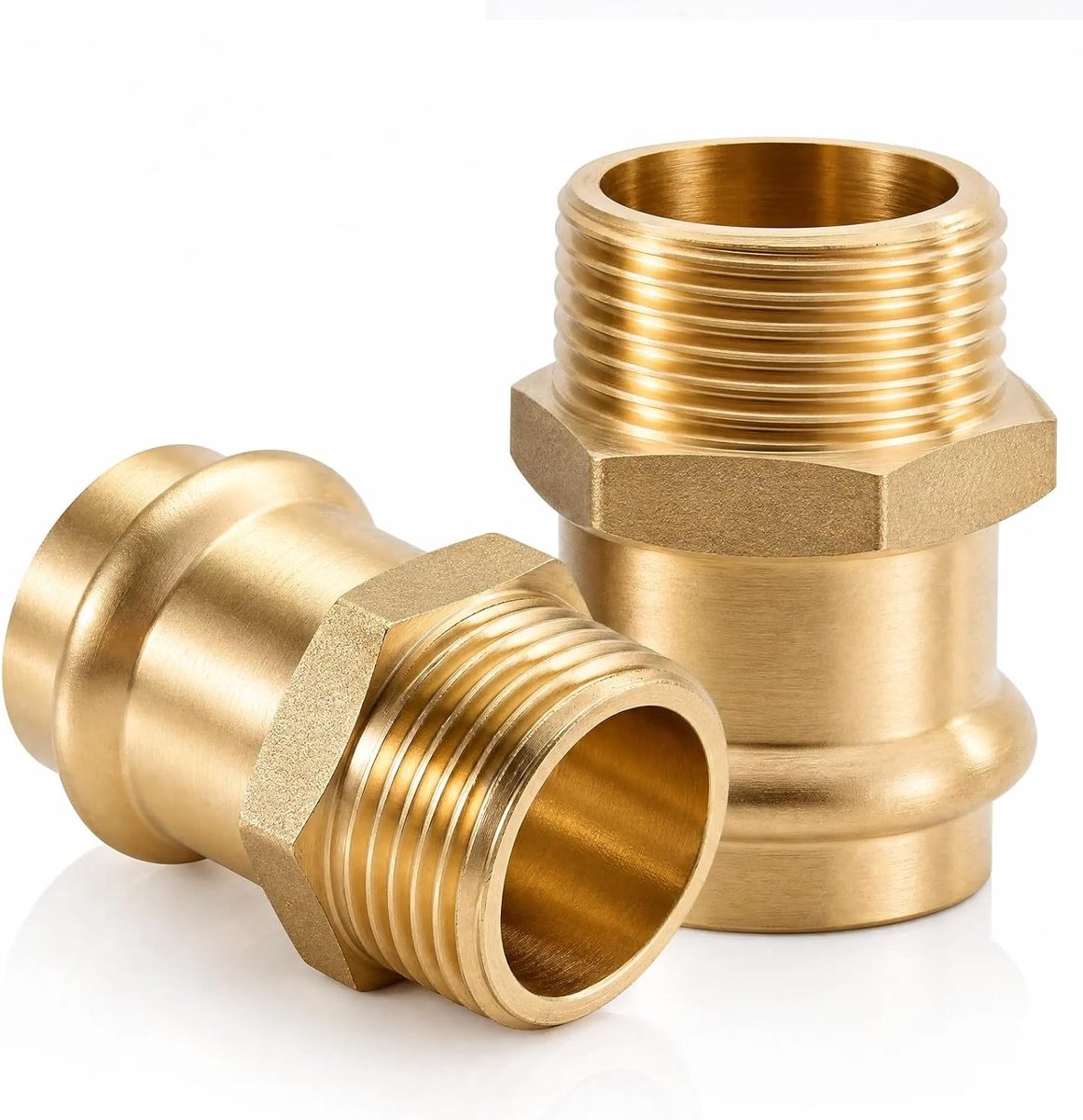 Kraanverlengingen 1/2 inch - dubbele 1 inch messing connector - met muurschijf voor koperen buis - snelle persmontage - ShopVlot