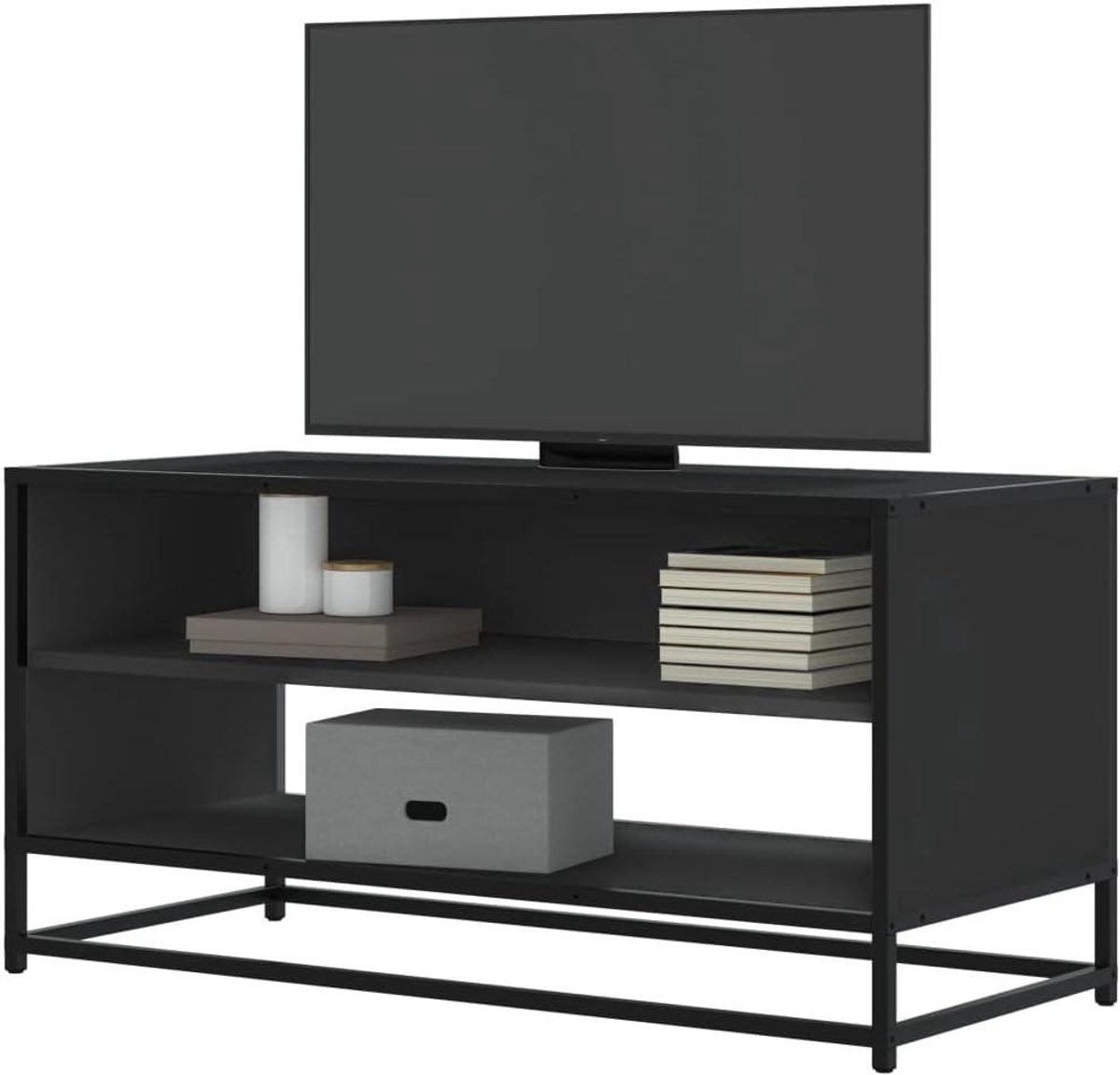 Tv-meubel met opbergruimte - Tv-kast hout metaal - Woonkamer organiseren - Stabiel metalen frame
