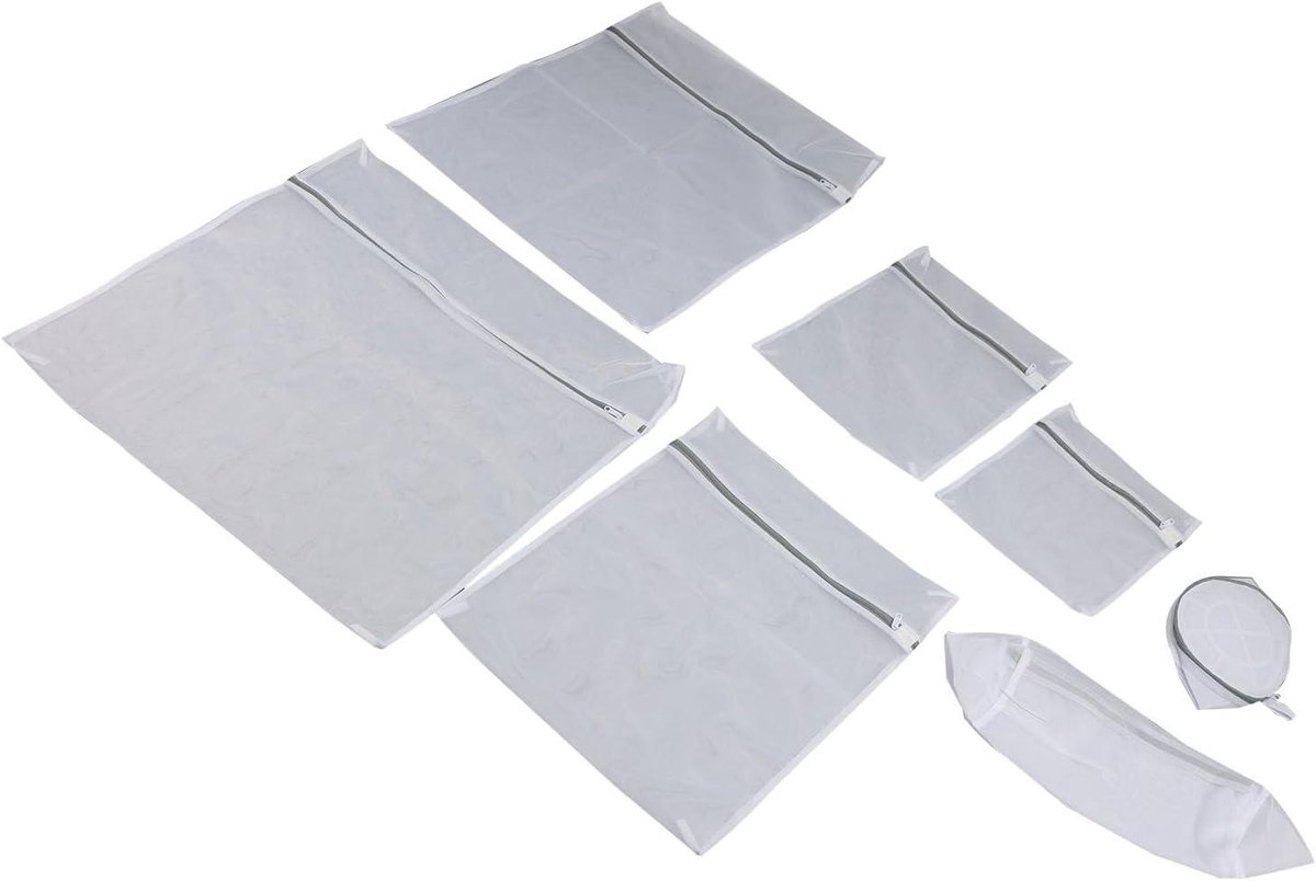 Mesh Waszakken - Kleding Beschermers - Delicate Kleding Wassen - Zelfsluitende Rits - 7 Delige Set - Wit