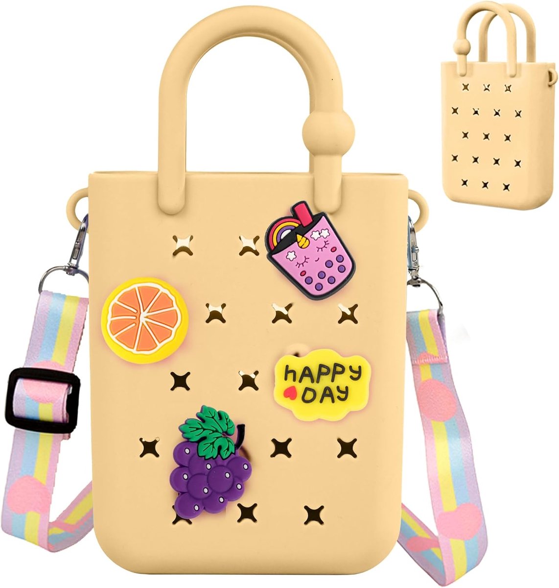 Mini rubber tote bag - EVA waterdichte strandtas - silicone gaatjes - ideaal voor op reis - SnelShoppen