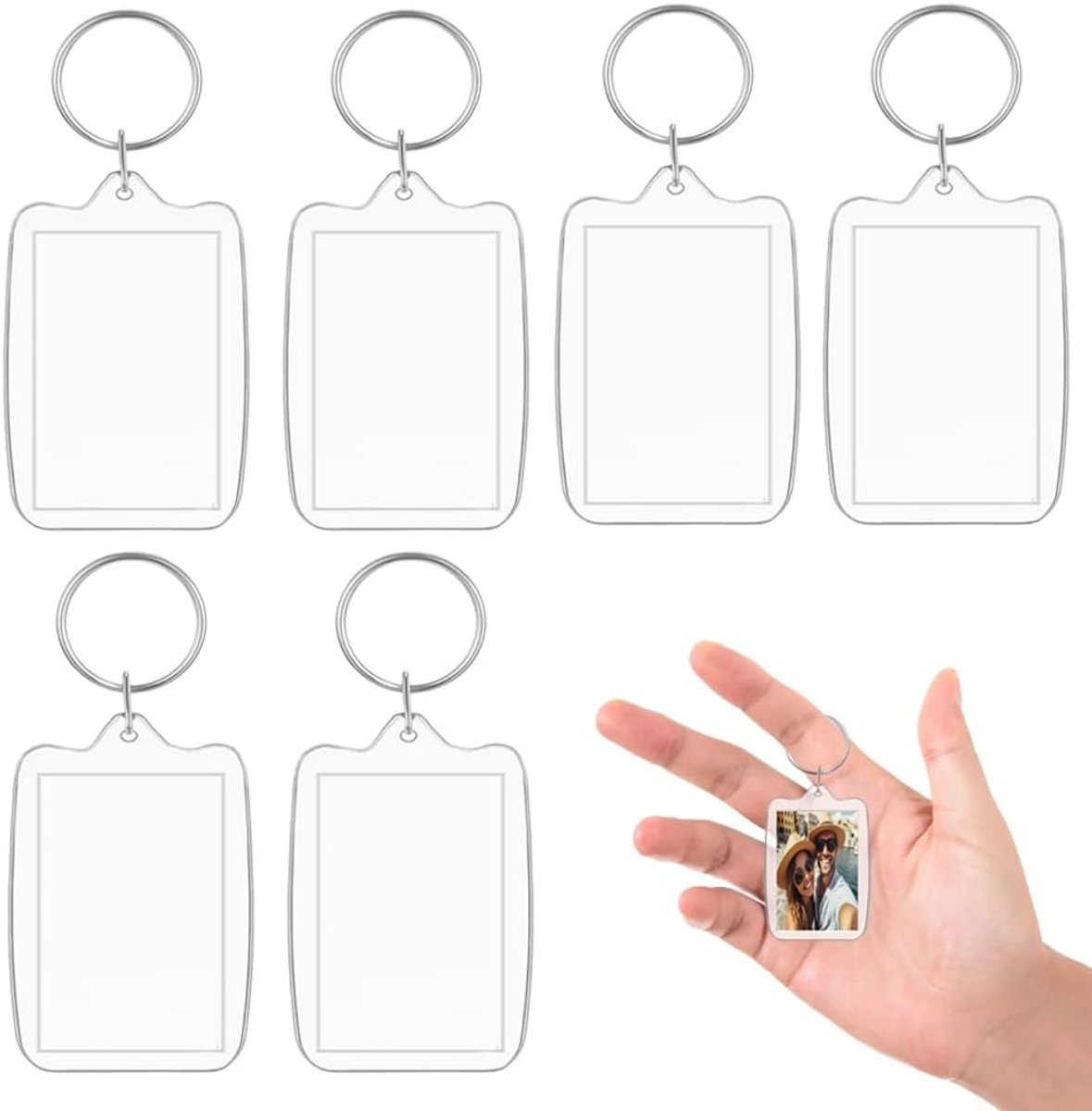 Acryl Fototoskeychain Set van 6 - Transparante Inzet - Duidelijke Afmetingen 48 X 33 X 5 mm - SnelShoppen