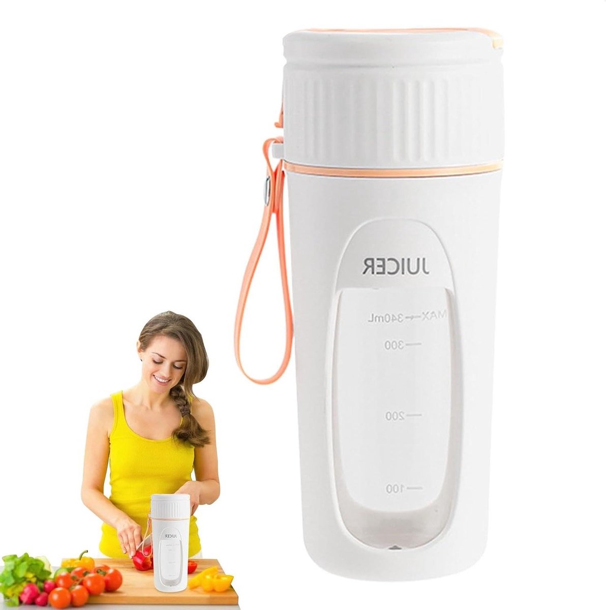 Draagbare Mixer Mok - Shake Blender - Gezonde Drankjes Maken - Dubbele Motor - 340 ml - Oranje