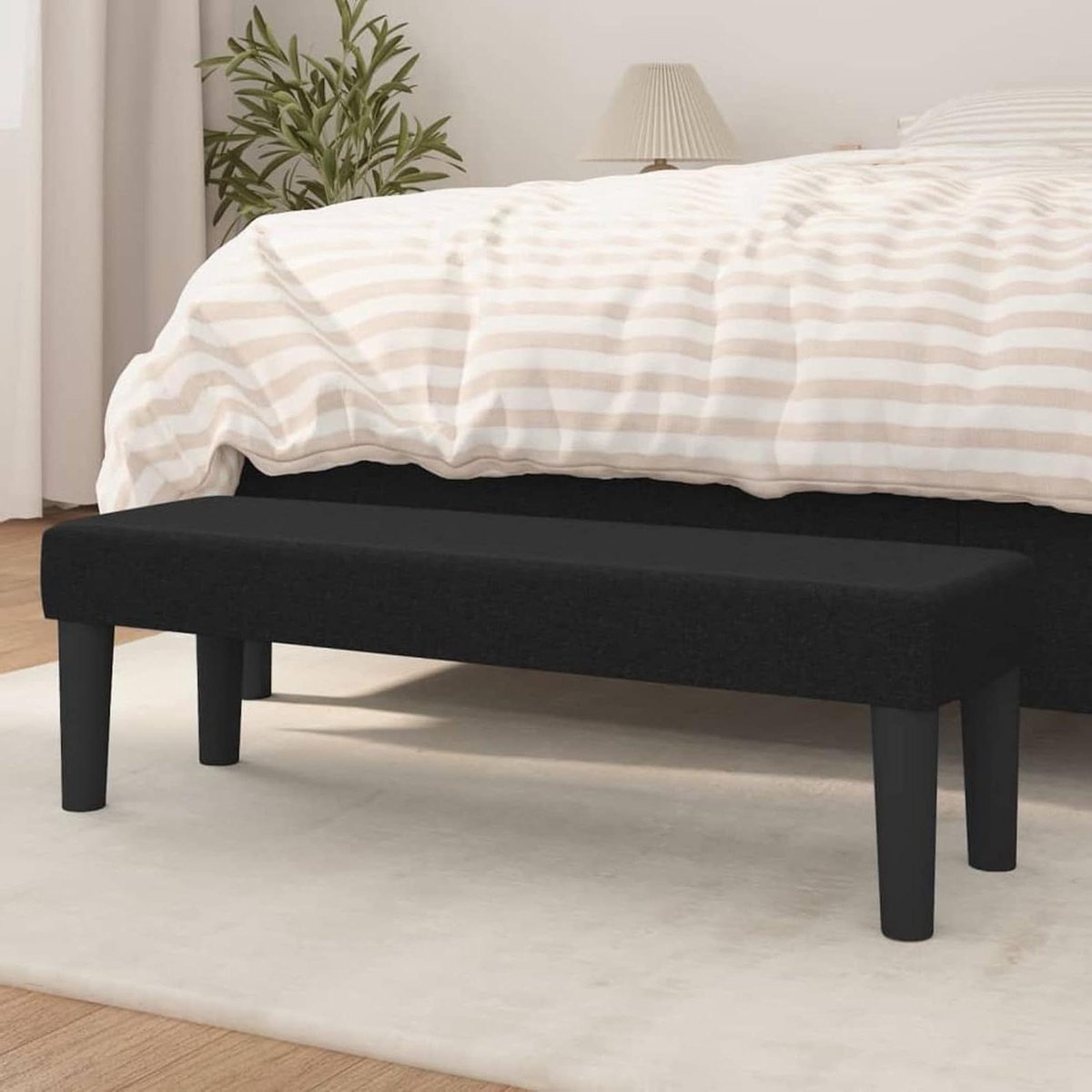 Bank Stoffen Zwart - Zitbank Keuken - Extra Zitplaats - Moderne Stijl - 100 x 30 x 30 cm - Zwart