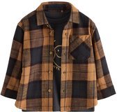 Next - Jongens - 2-delige set van overhemd met lange mouwen en T-shirt - Bruin