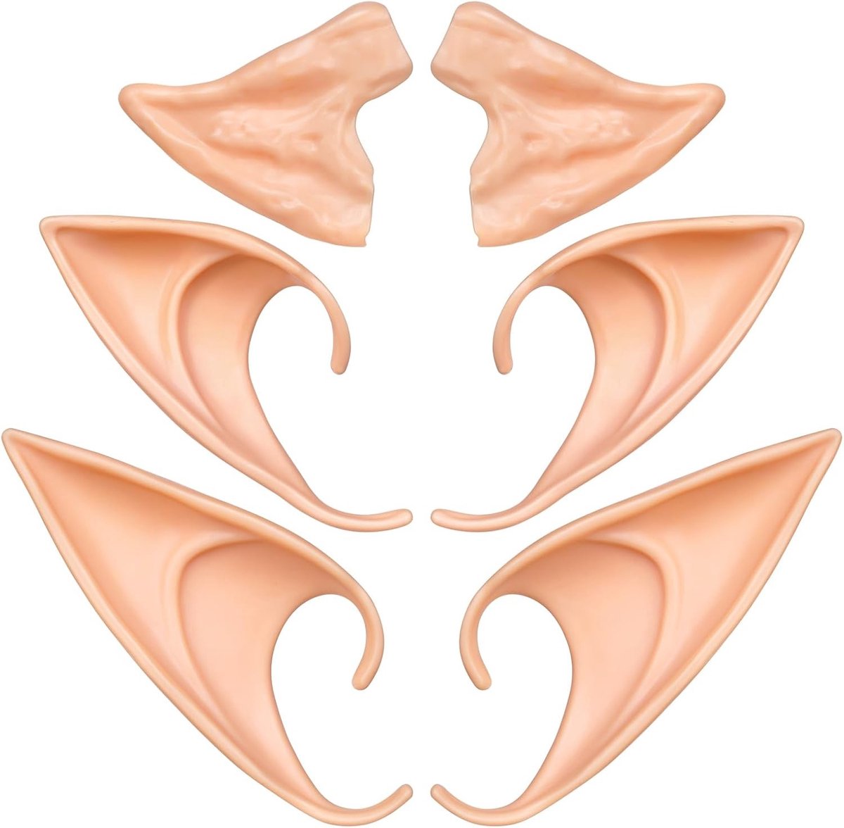 Pixie Elf Oren - 3 Paar Latex Elf Oren, Zachte Puntige Goblin Oren, Elven Oren voor Halloween en Cosplay Accessoires