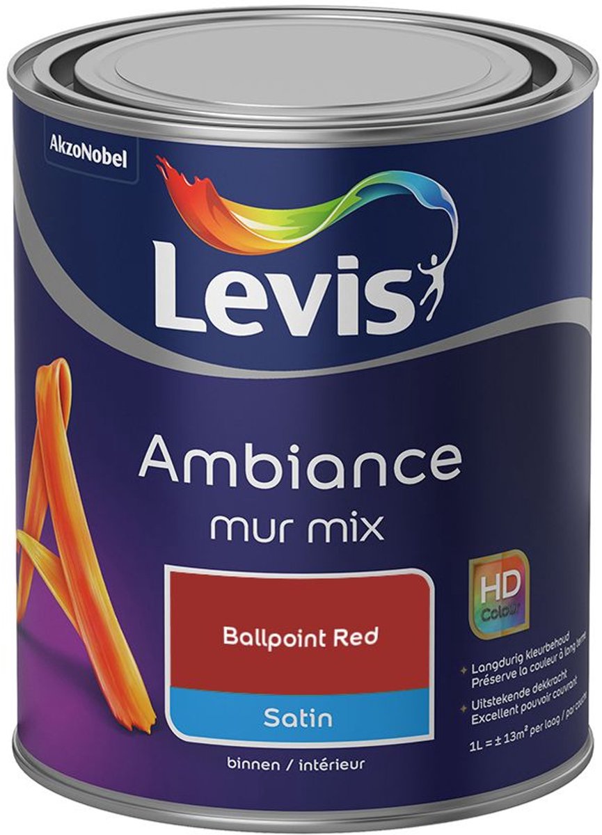 Levis - Ambiance Mur Satin Mix - Ballpoint Red - Mengverf - 1 L