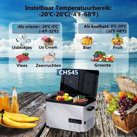 JCP® Koelbox - 32L - Compressor Koelbox - Auto Koelkast - Zwart en Wit - 37cm x 66cm x 43cm van Jcp — afbeelding 5