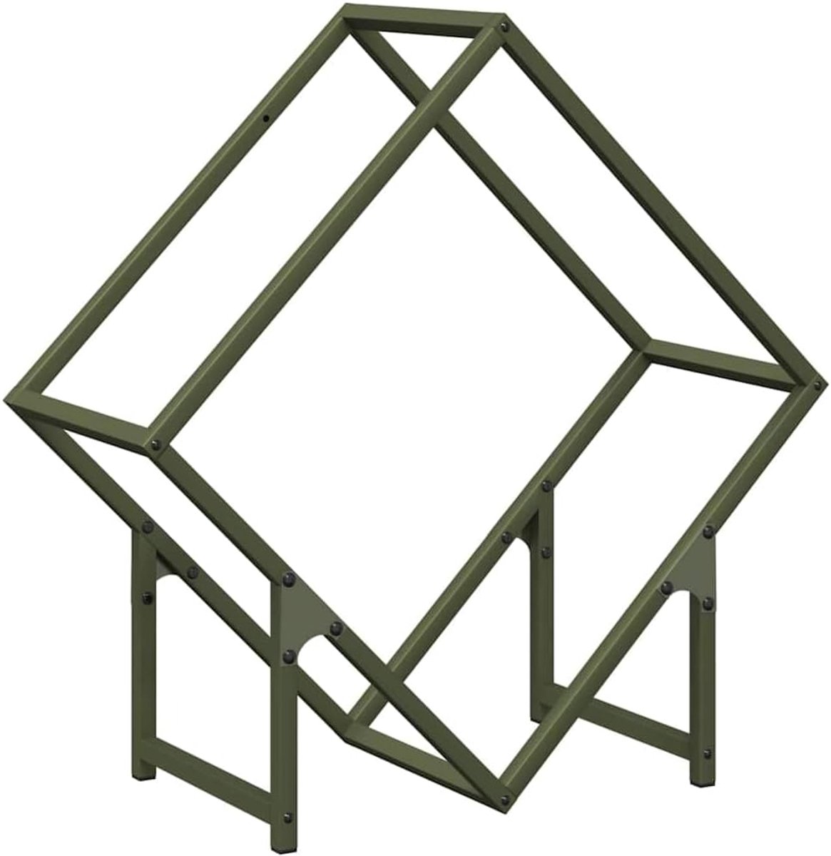 Houtrek - Haardhout opslag - Open haard - Verhoogde luchtcirculatie - 60 x 25 x 60 cm - Olijfgroen
