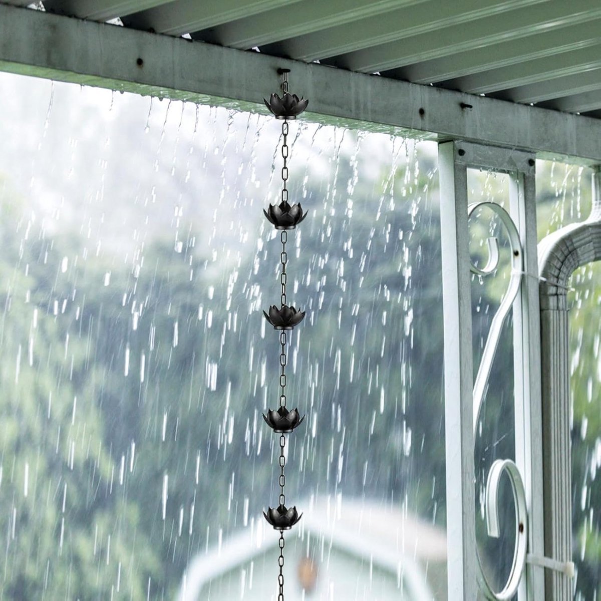 Regenketting - Watergeleider sierketting - Tuin versieren - Bekervorm design - 1.2 meter - Bronskleurig