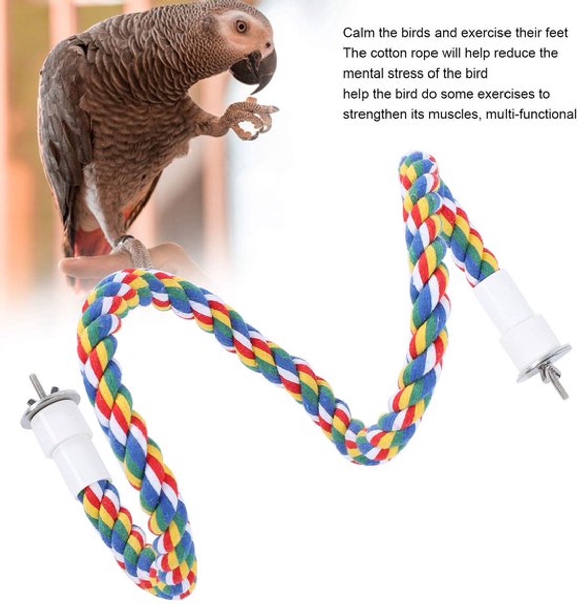 Store_8 - Vogel Speelgoed - Katoenen Ladder - Felgekleurde Touwen - Papegaaien en