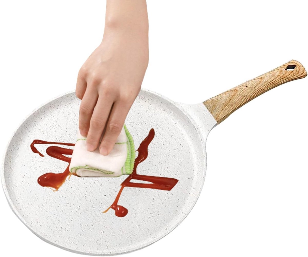 Crêpe Pan - Bakplaat Koekenpan - Ontbijt Bakken - Antiaanbaklaag - 24 cm - Wit